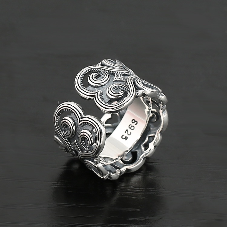 Nhẫn nam nữ tròn Merin Accessories màu bạc thời trang chất Titan đẹp đơn giản không gỉ - Nhẫn Hoa Đá