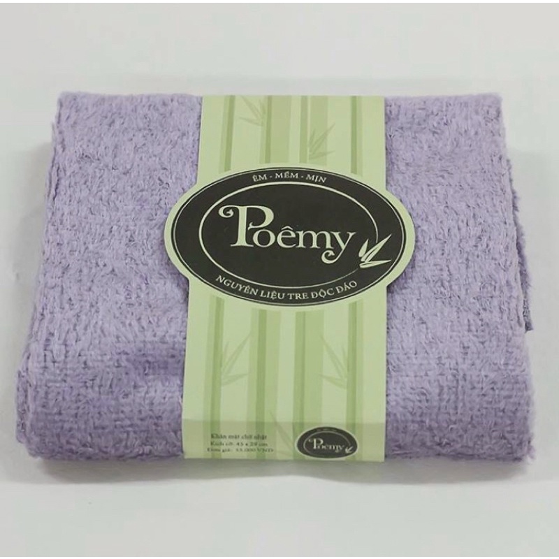 Khăn mặt chữ nhật Poemy. khăn sợi tre kt 29x45