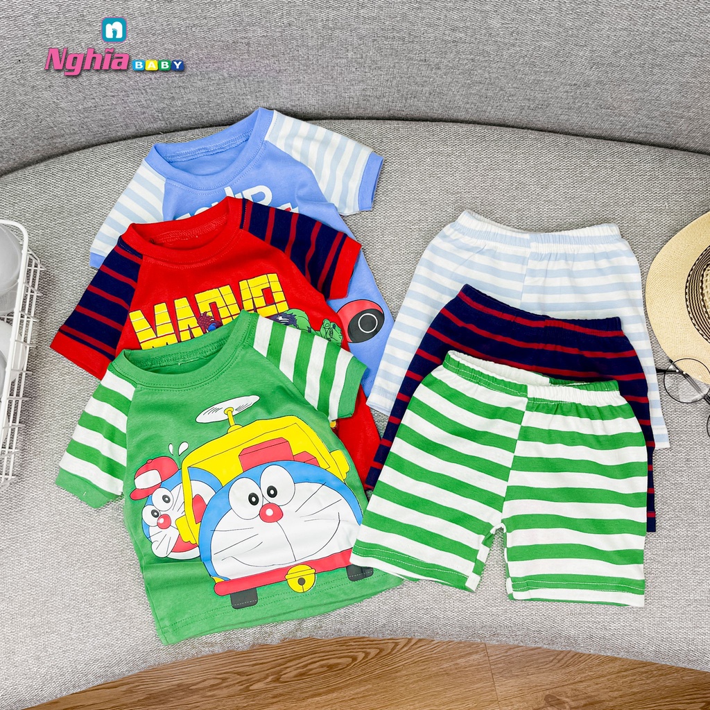 Bộ lửng đùi cotton borip NGHĨA BABY cho bé trai vải xuất xịn mịn mát phù hợp đi chơi, đi học, mặc nhà đẹp