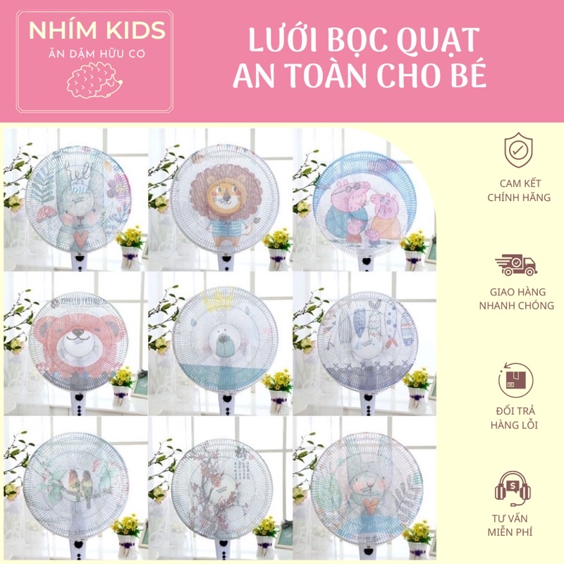 Lưới bọc quạt chống kẹt tay an toàn cho bé có dây rút
