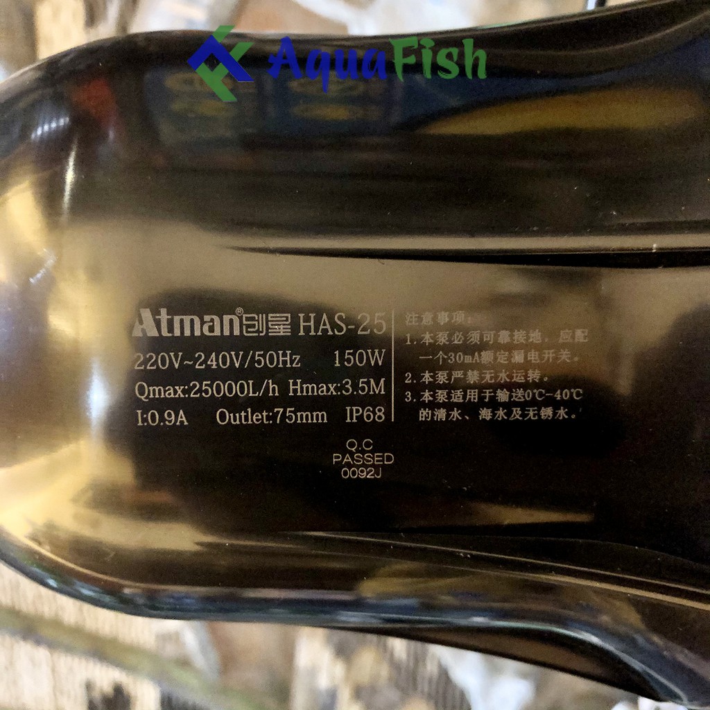 Máy Bơm Chìm Cho Hồ Cá Koi Atman HAS 20- HAS 35 (bơm tạt, thổi luồng hồ cá Koi)