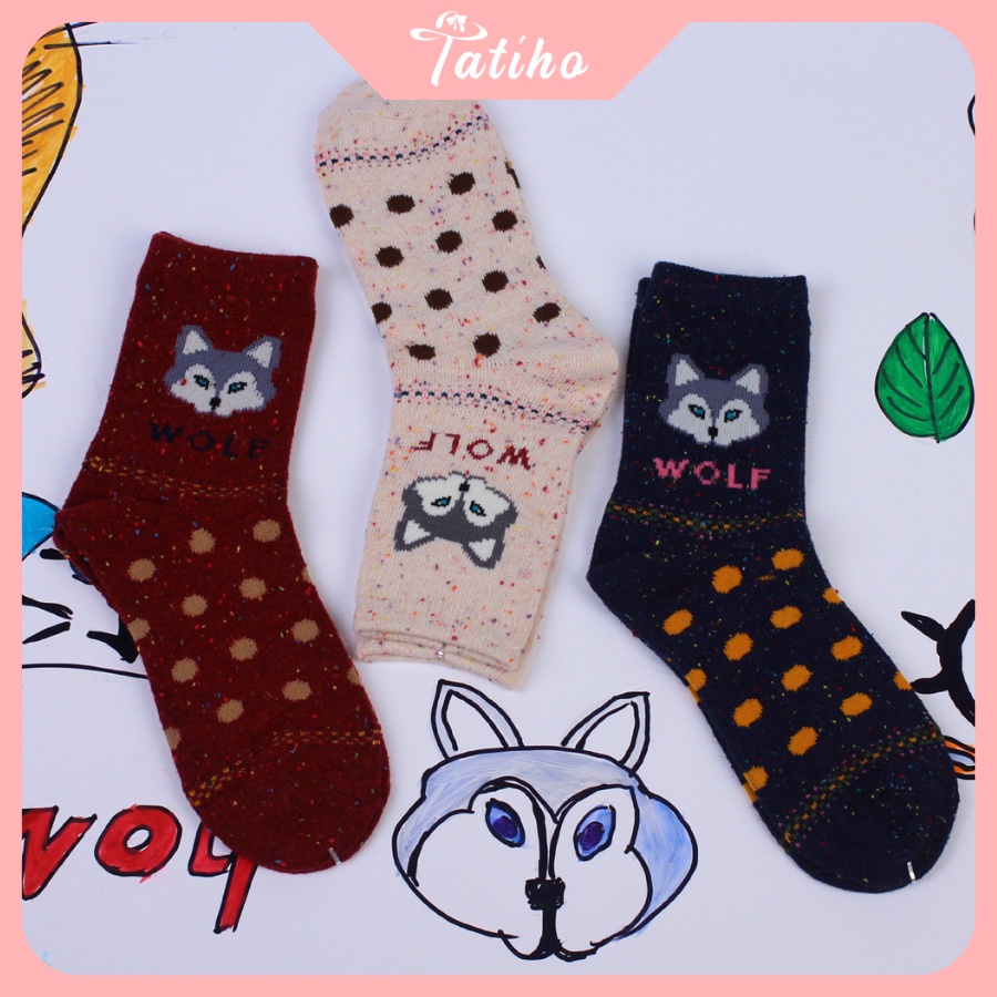 Vớ Tất Len Cổ Cao Họa Tiết Động Vật Thời Trang Thu Đông Phong Cách Hàn Quốc - Tatiho - Mã TV022
