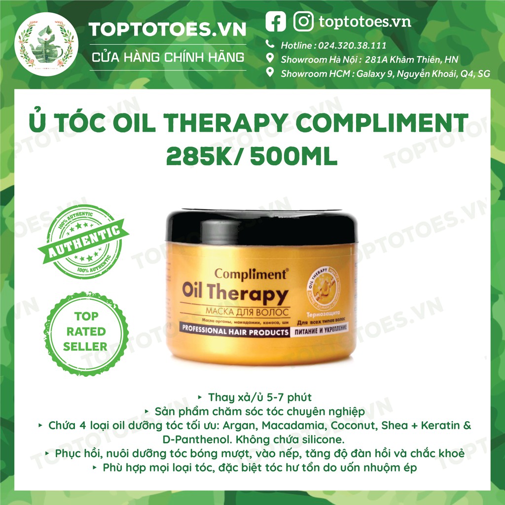 Ủ tóc Compliment Oil Therapy 500ml phục hồi &amp; dưỡng tóc chắc khoẻ, bóng mượt, bồng bềnh, vào nếp