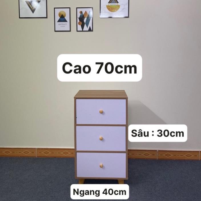 Tủ 3 ngăn kéo, tab đầu giường Bắc Âu, dễ dàng di chuyển, phù hợp cho mọi căn phòng, chất gỗ MDF ván gỗ dày 12mm BIG SALE
