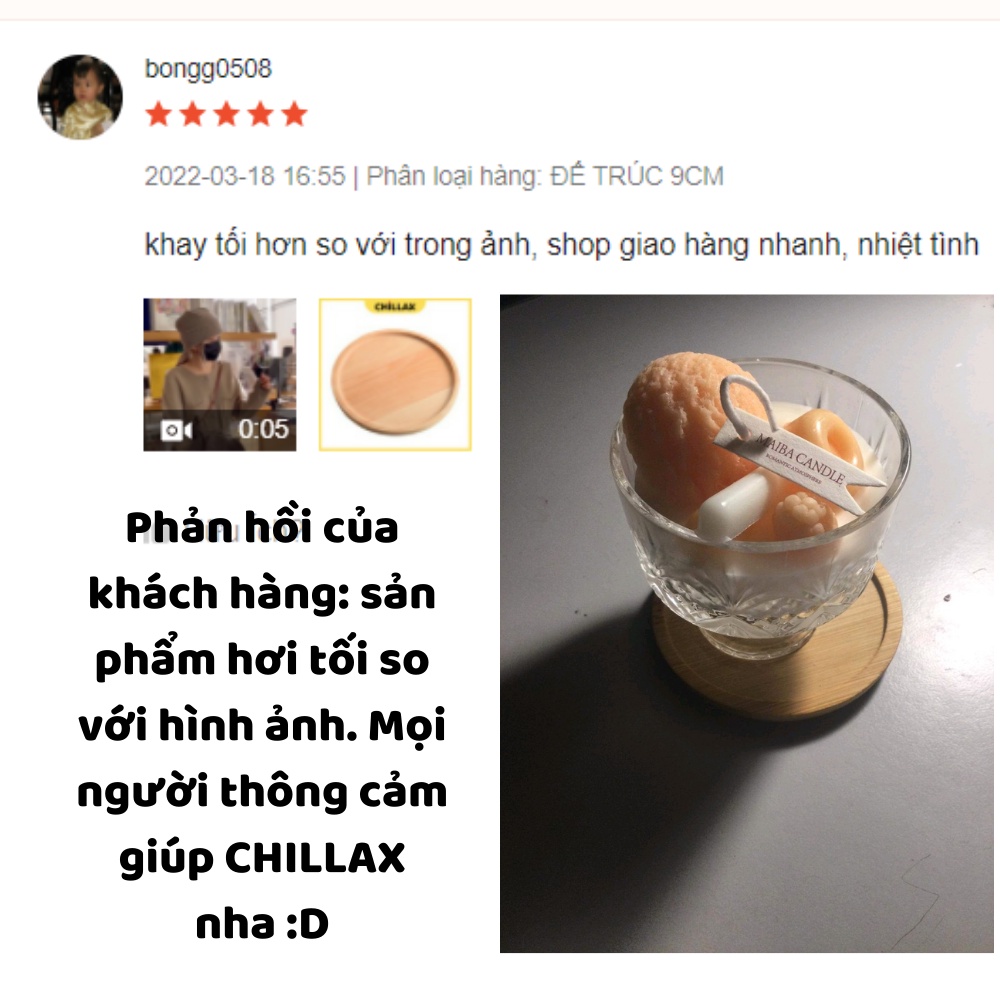 Đế gỗ trúc hình tròn khay đựng lót ly, lót nến thơm phụ kiện nến đa dạng kích thước Chillax