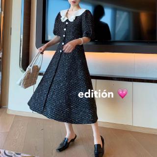 Váy dạ tweed nữ ngắn tay DT