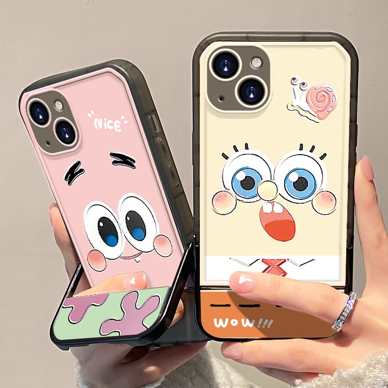 Ốp Điện Thoại Silicon TPU Mềm Trong Suốt Có Giá Đỡ Dễ Thương Cho iPhone 13 12 11 Pro X XR XS Max SE 2020 6 6S 7 8 Plus