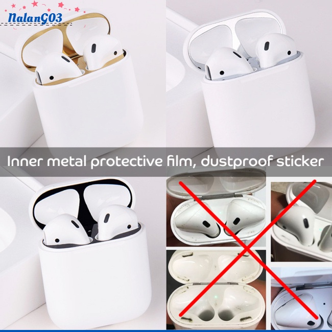 Miếng Dán Viền Kim Loại Mạ Kim Loại Chống Bụi Bảo Vệ Tai Nghe Bluetooth Không Dây Airpods