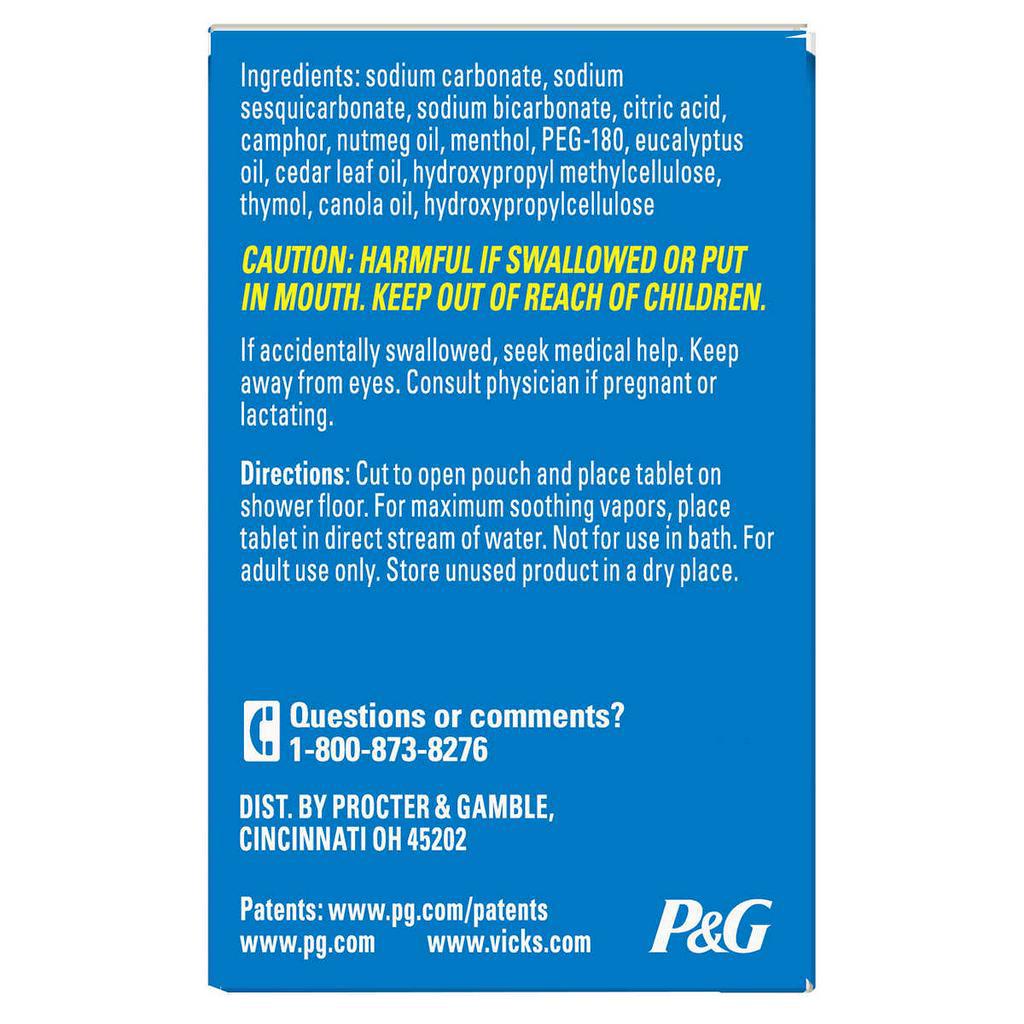 Viên Xông Tắm Giải Cảm, Giảm Mệt Mõi, Giảm Stress Vicks VapoShower 9 viên của Mỹ