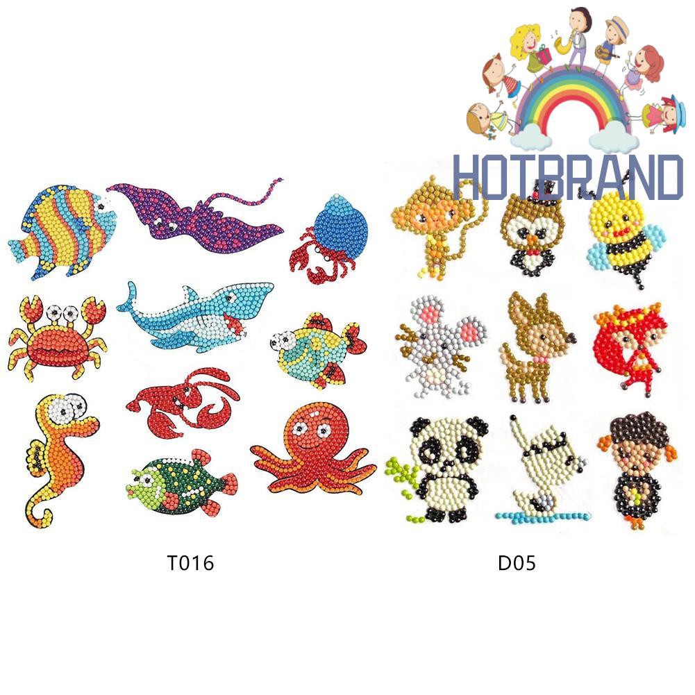 Nhãn dán phong cách tranh đính đá hình động vật cho trẻ em