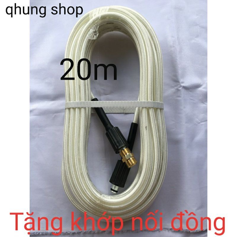 Dây xịt rửa xe loại 20M sử dụng cho máy rửa xe áp lực cao mini (tặng kèm khớp nối đồng)