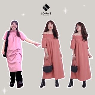 Đầm suông trễ vai Ulzzang Hàn Quốc màu pastel Lonascorner LNĐK004