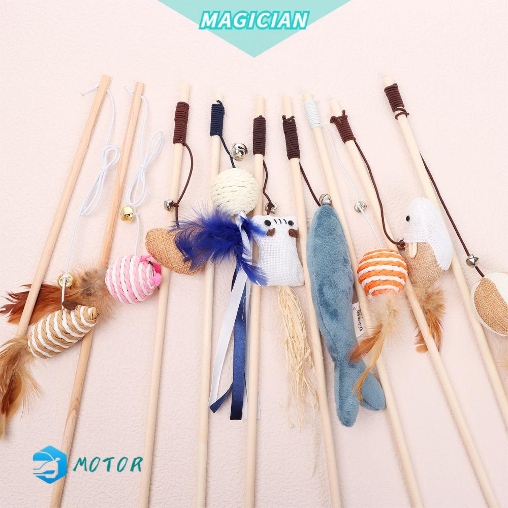 Đồ chơi que gỗ lông vũ hình chuột hoạt hình mini vui nhộn ngộ nghĩnh tương tác với thú cưng