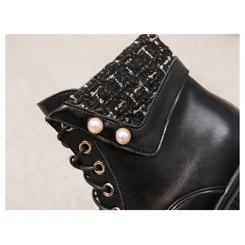 Giày Bốt Martin Nữ phong cách Nhật Bản gót thô đế cao 5P