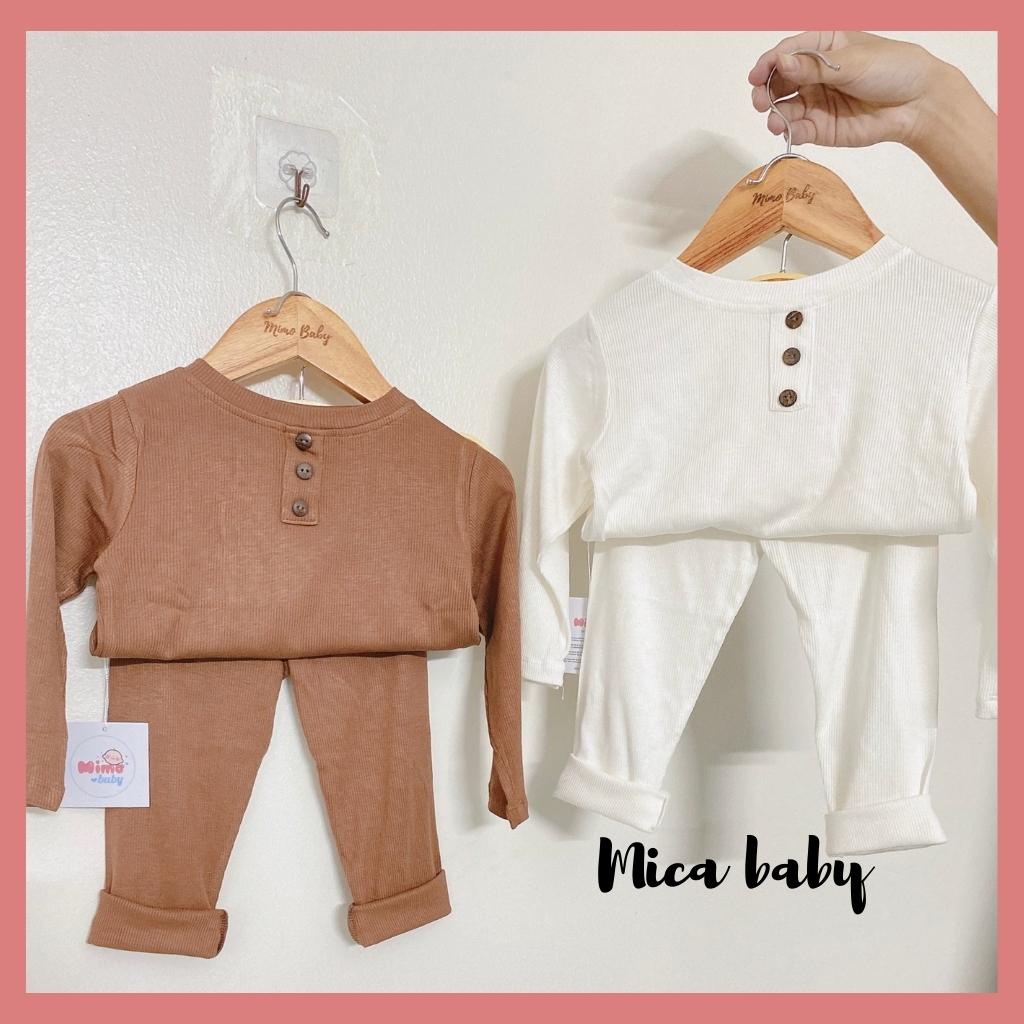 Bộ quần áo dài tay chất thun tăm co dãn cho bé trai bé gái  mặc thu đông Mica baby QA38