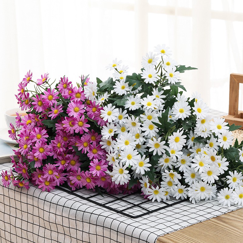 Cúc hoạ mi cao cấp (hoa lụa) 38cm 23-25bông -Hoa giả-Hoa lụa Daisy loại đẹp như thật trang trí nội thất phòng khách, văn