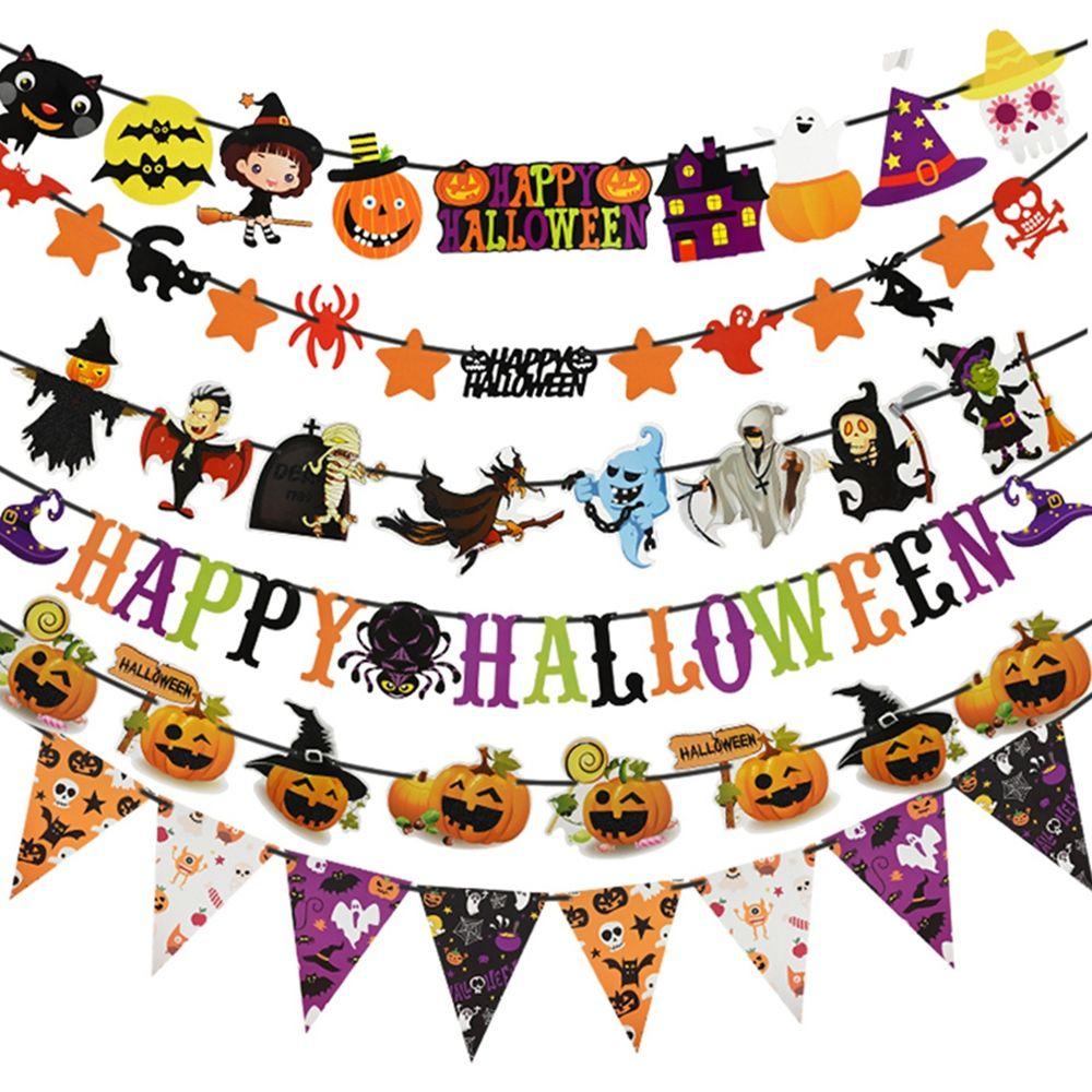 Dây Cờ Trang Trí Tiệc Halloween Nhiều Màu Sắc