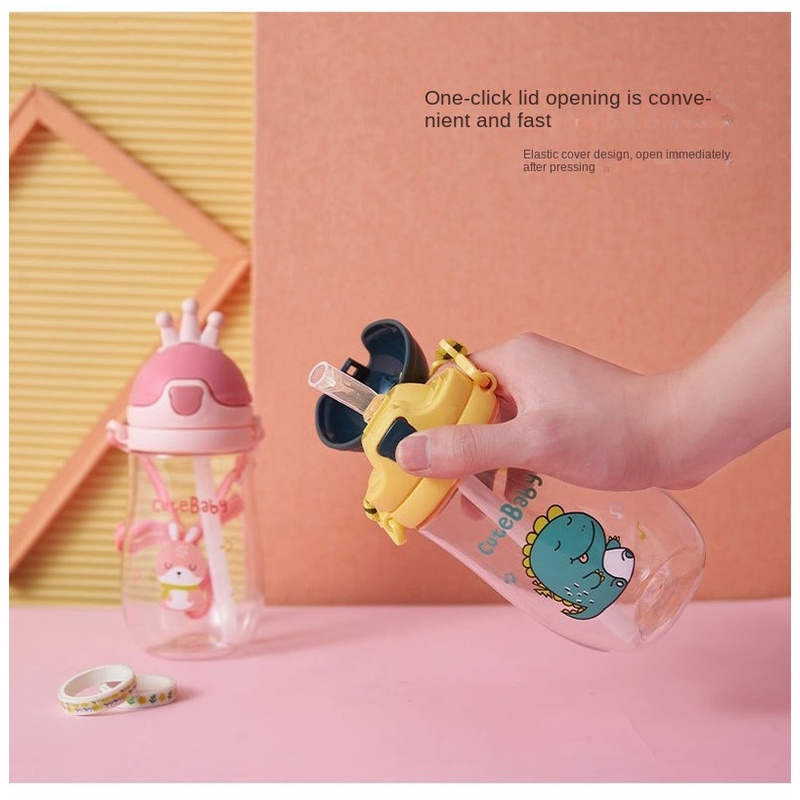 Bình Uống Nước Di Động Kèm Ống Hút Họa Tiết Hoạt Hình Dễ Thương Cho Bé MY0180