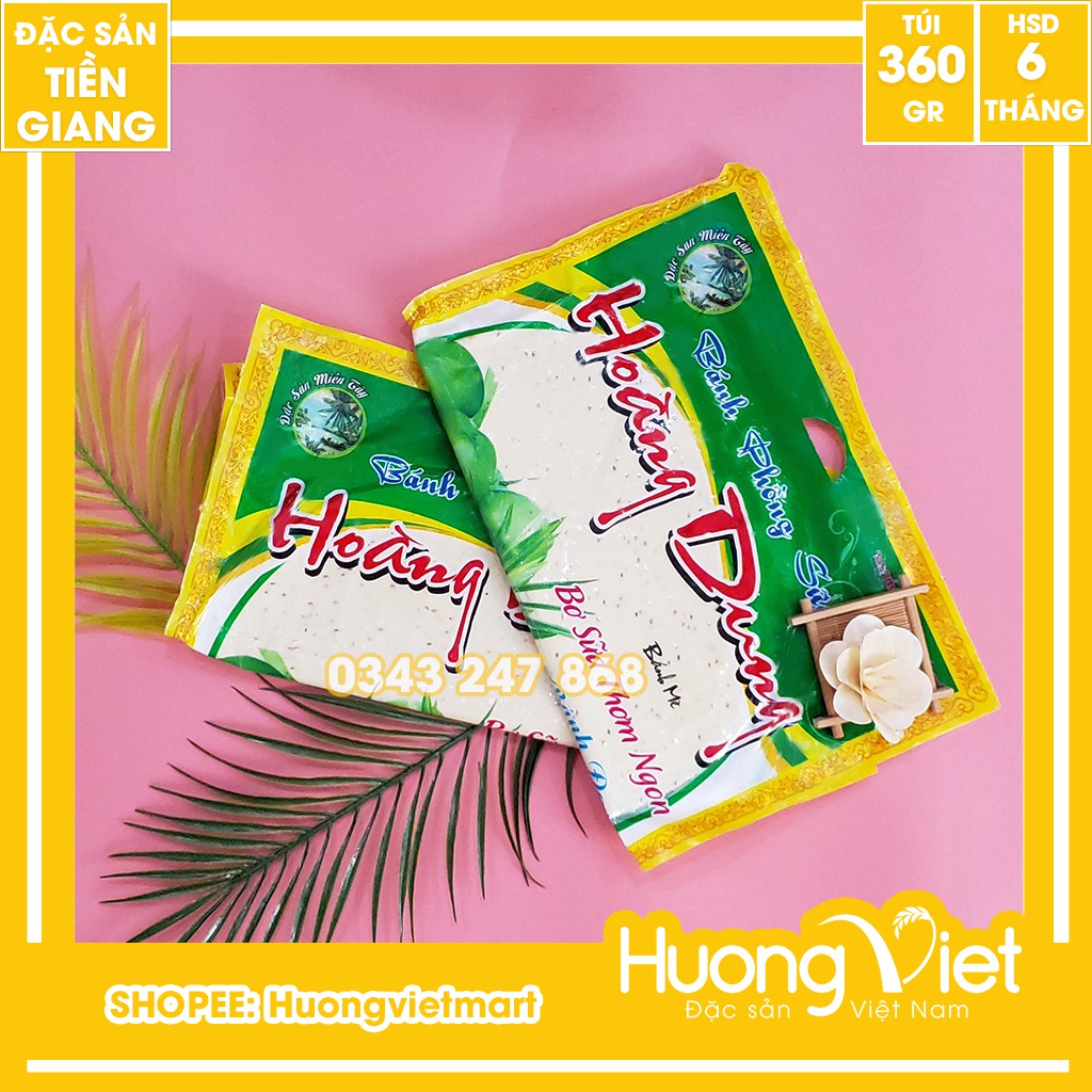 Bánh tráng sữa mè Hoàng Dung 360g, bánh phồng sữa miền tây thơm ngon chính gốc túi gồm 10 bánh ăn liền