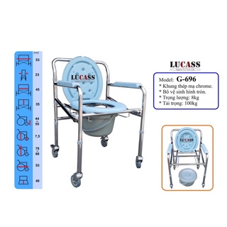 hàng nhập khẩu]ẩuGhế bô vệ sinh, ghế tắm cao cấp, có bánh xe, gấp gọn, cho người già, người ốm PA/Lucass