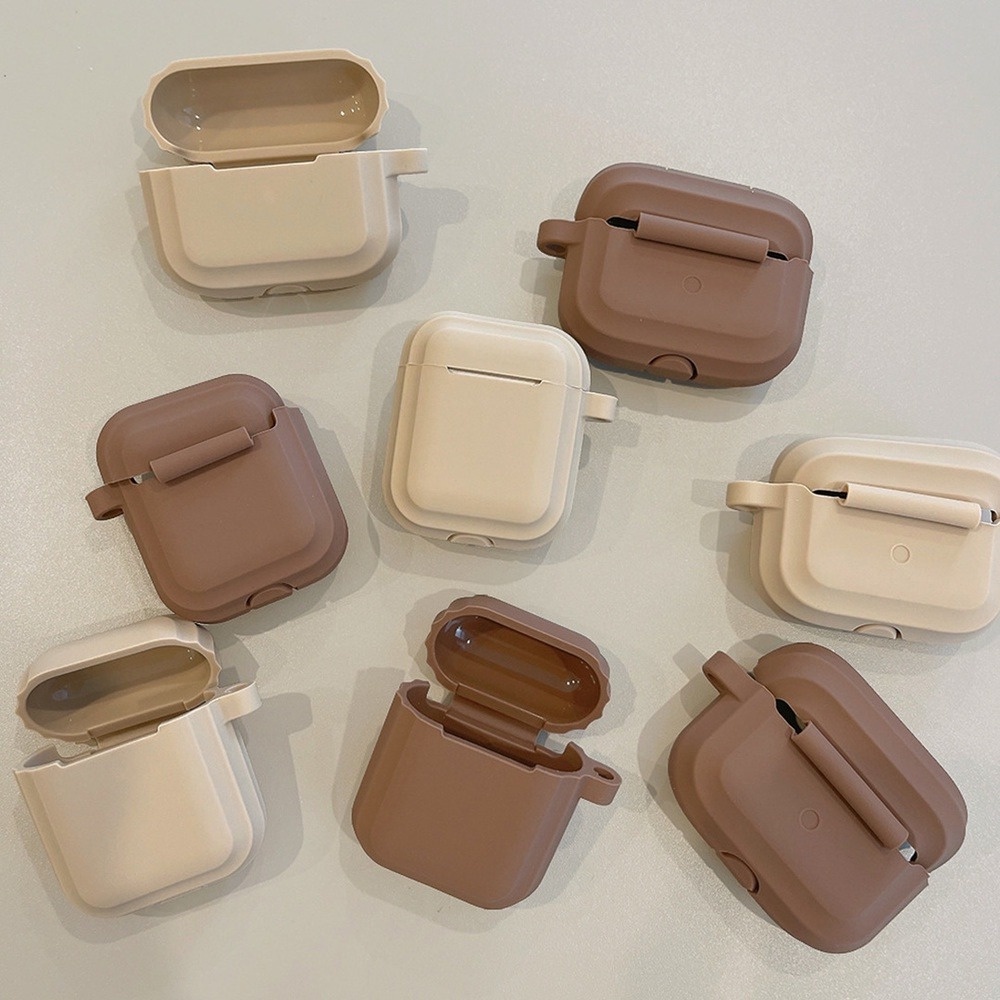Vỏ Bảo Vệ Hộp Sạc Tai Nghe Bluetooth Airpods 1 / 2 / 3 / pro Bằng Silicon Cứng Màu Trơn Đơn Giản Thời Trang