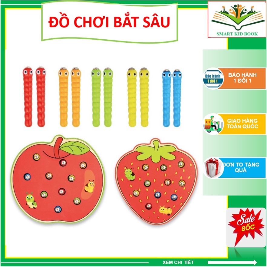 Đồ Chơi Gỗ - Bắt Sâu Nam Châm Hình Trái Cây Cho Bé