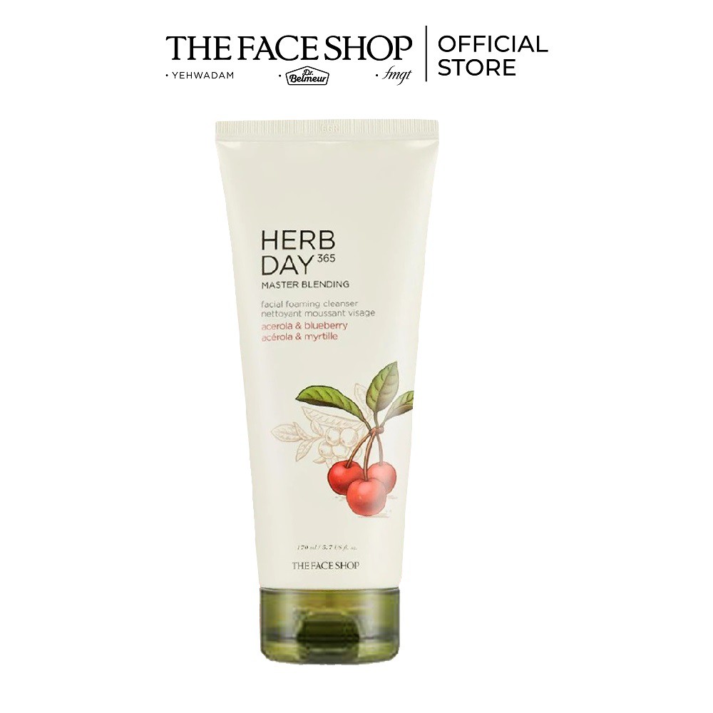 Hình ảnh Sữa Rửa Mặt Tạo Bọt THEFACESHOP Herb Day 365 Master Blending Facial Foaming Cleanser Acerola & Blueberry 170ml