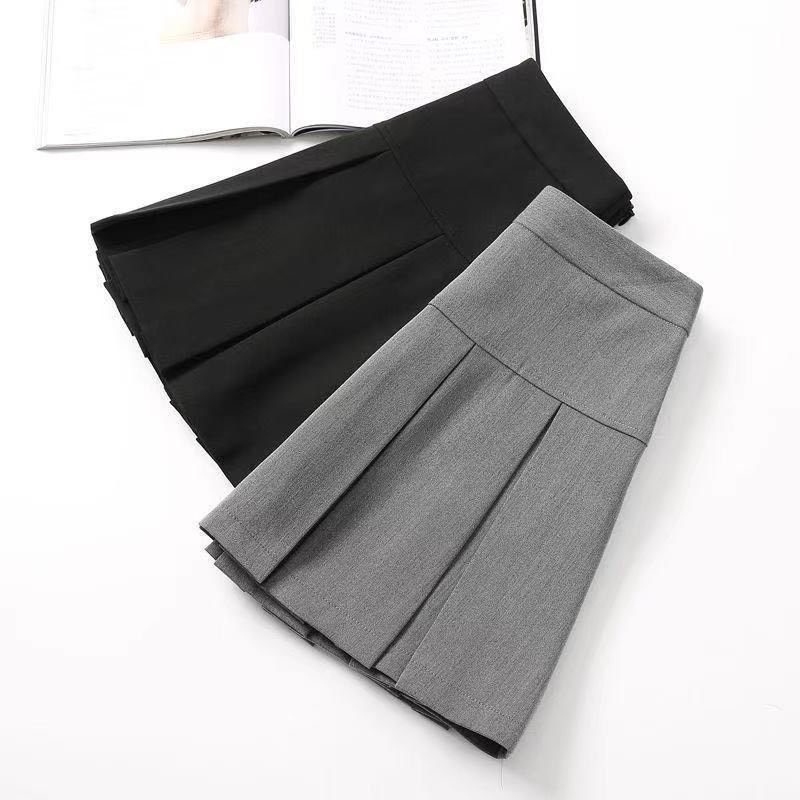 Chân váy xếp ly bản to 3 màu đen trắng xám
