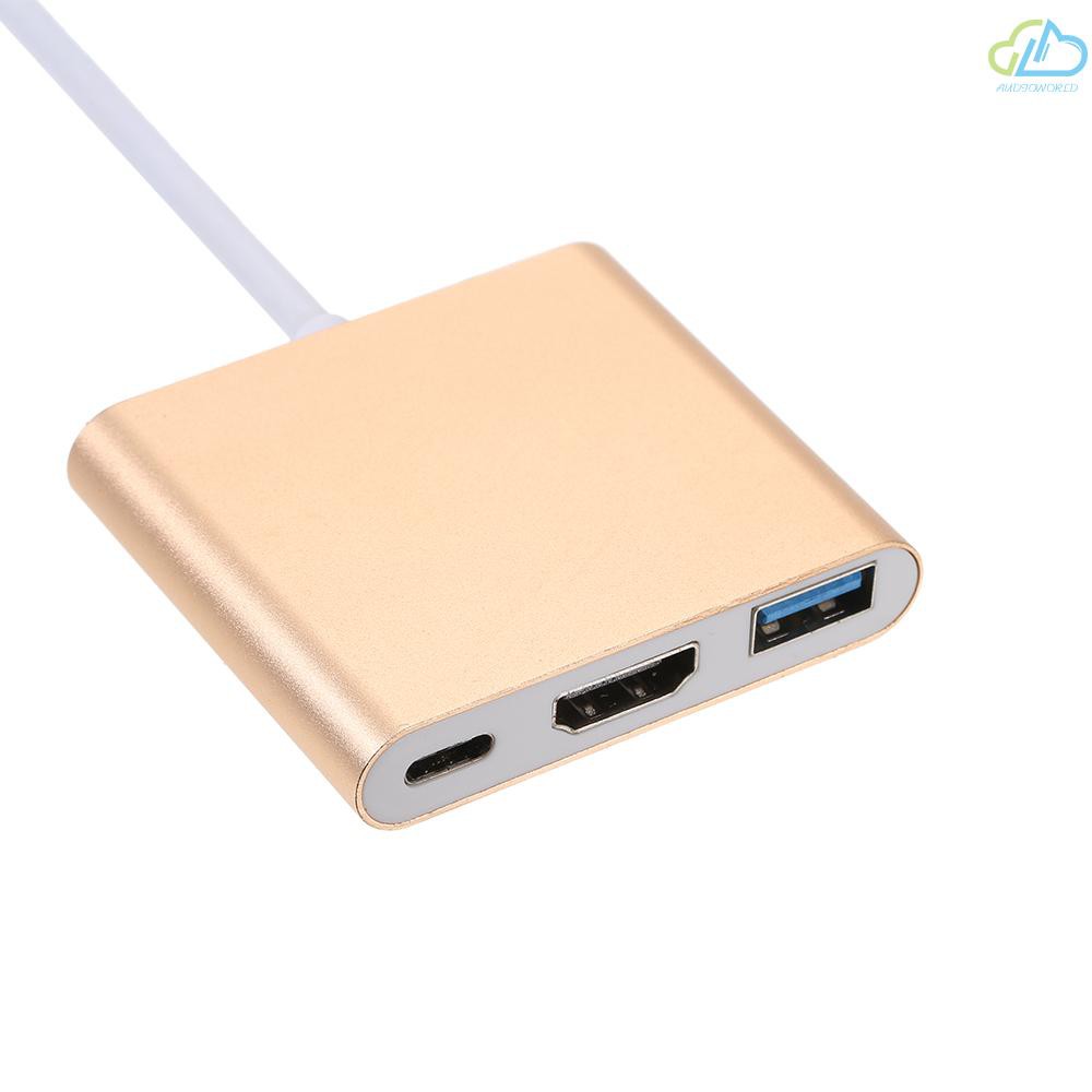 Cáp Chuyển Đổi Usb 3.1 Type-C Sang Usb 3.0 / Hd / Type-C Hub Usb-C 3 Trong 1 Cho Macbook Pro / Dell Xps 13