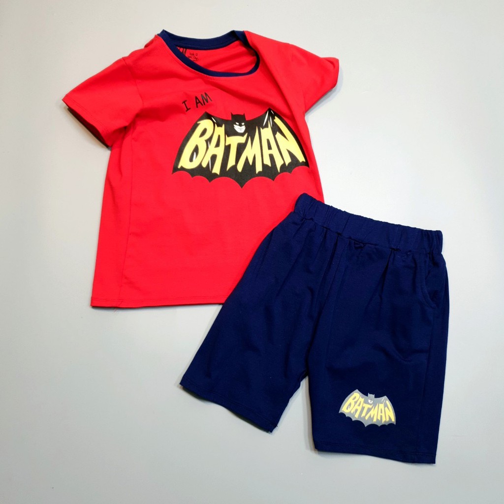 Đồ bộ bé trai bộ đồ Batman cho bé size trung đại 8-14 tuổi cotton chất đẹp