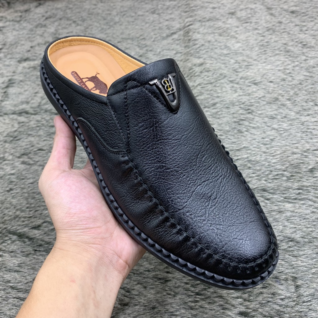 Giày Sapo Nam  , Chất Liệu Da Bò nguyên Tấm khẩu, Đế Cao su Non , Khâu hoàn Toàn , Bít mũi, Không gót Nam , Mẫu Mới Nhất