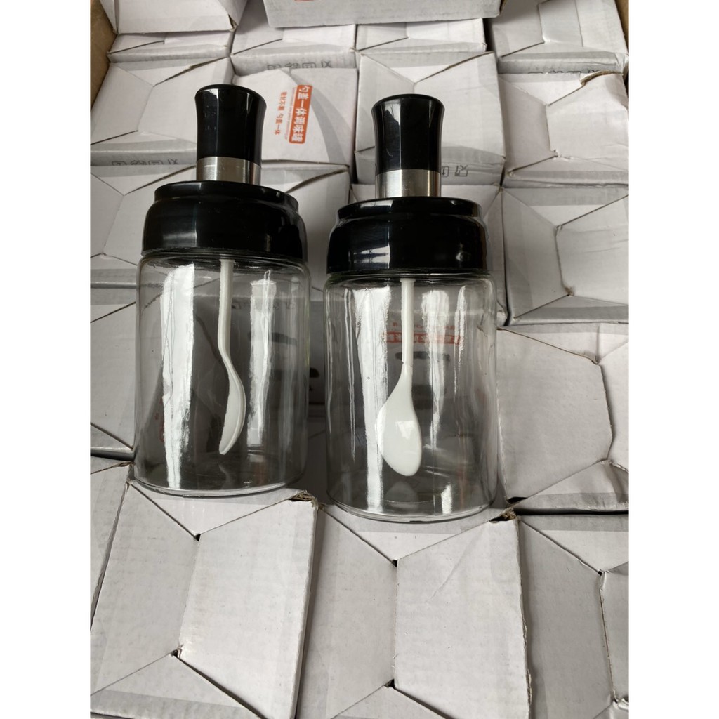 [Rẽ vô địch+ freeship] Lọ đựng gia vị, Hũ đựng gia vị nhà bếp thủy tinh cao cấp kèm thìa dung tích 250ml | BigBuy360 - bigbuy360.vn