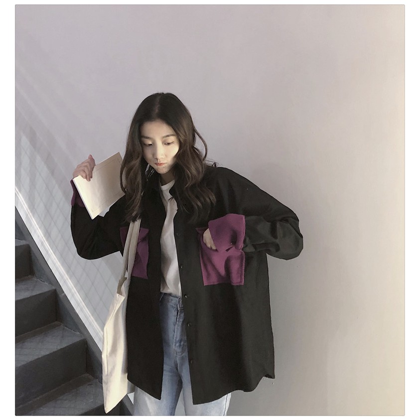 Áo sơ mi nữ form rộng khoác ngoài Emilyshop