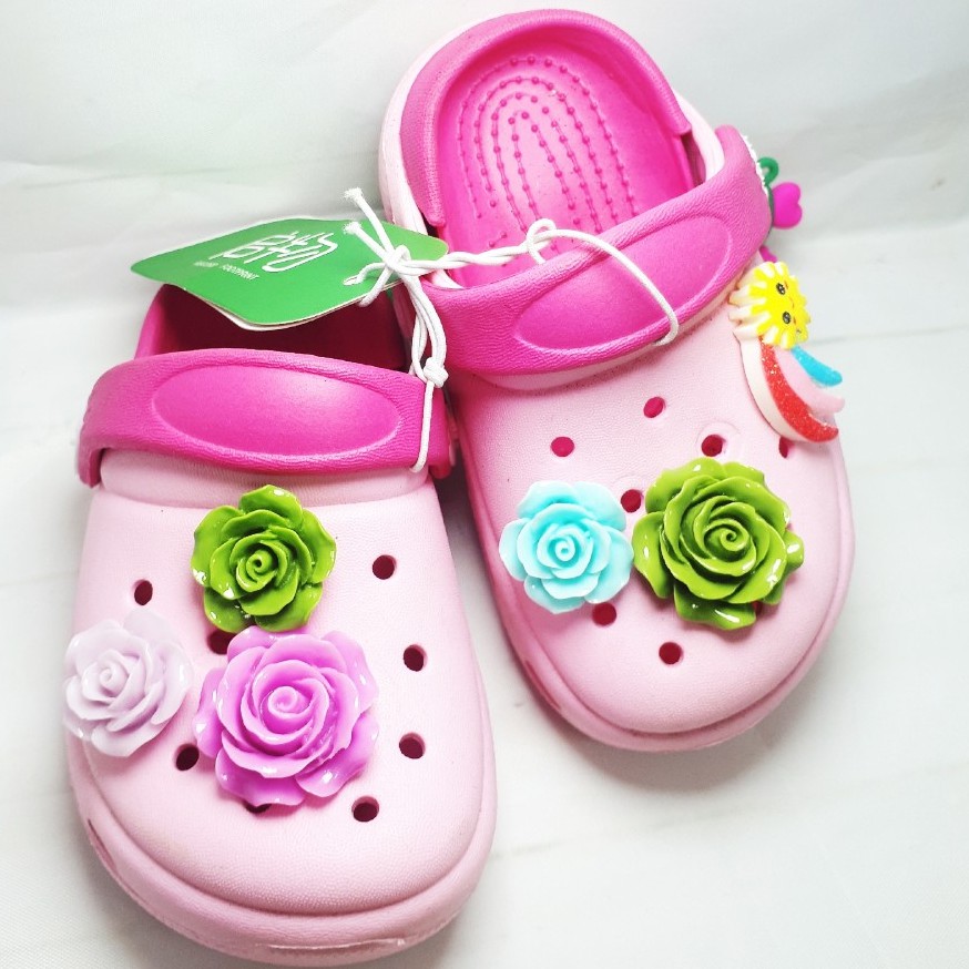 Jibbitz loại nút sticker cài crocs, dép sục, giày cho bé mẫu R.ose/ hoa hồng