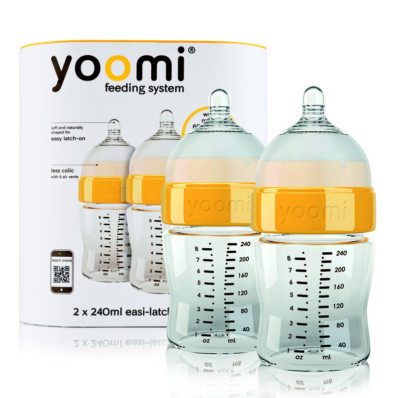 Bình sữa cao cấp PP Yoomi 240ml set 2 vàng
