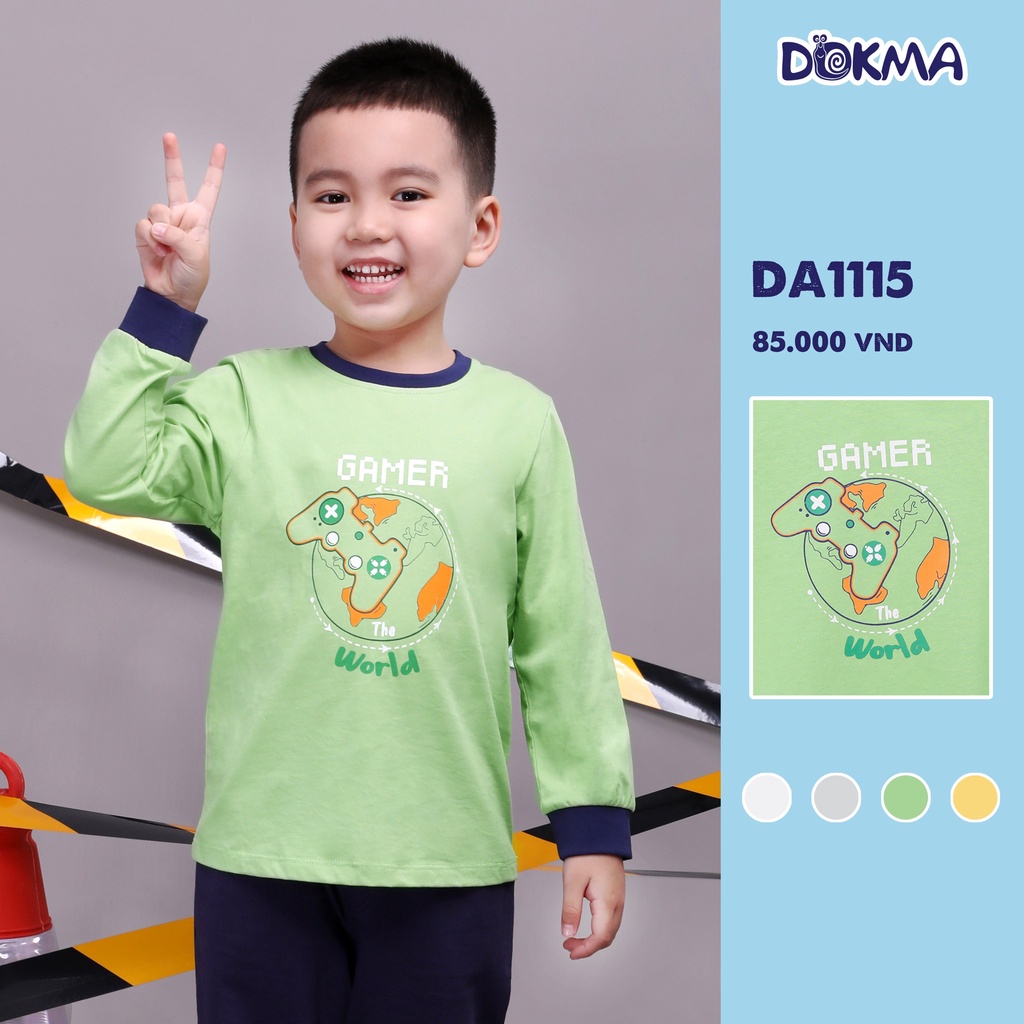 Áo dài tay cổ tròn vải cotton mỏng cho bé - DOKMA
