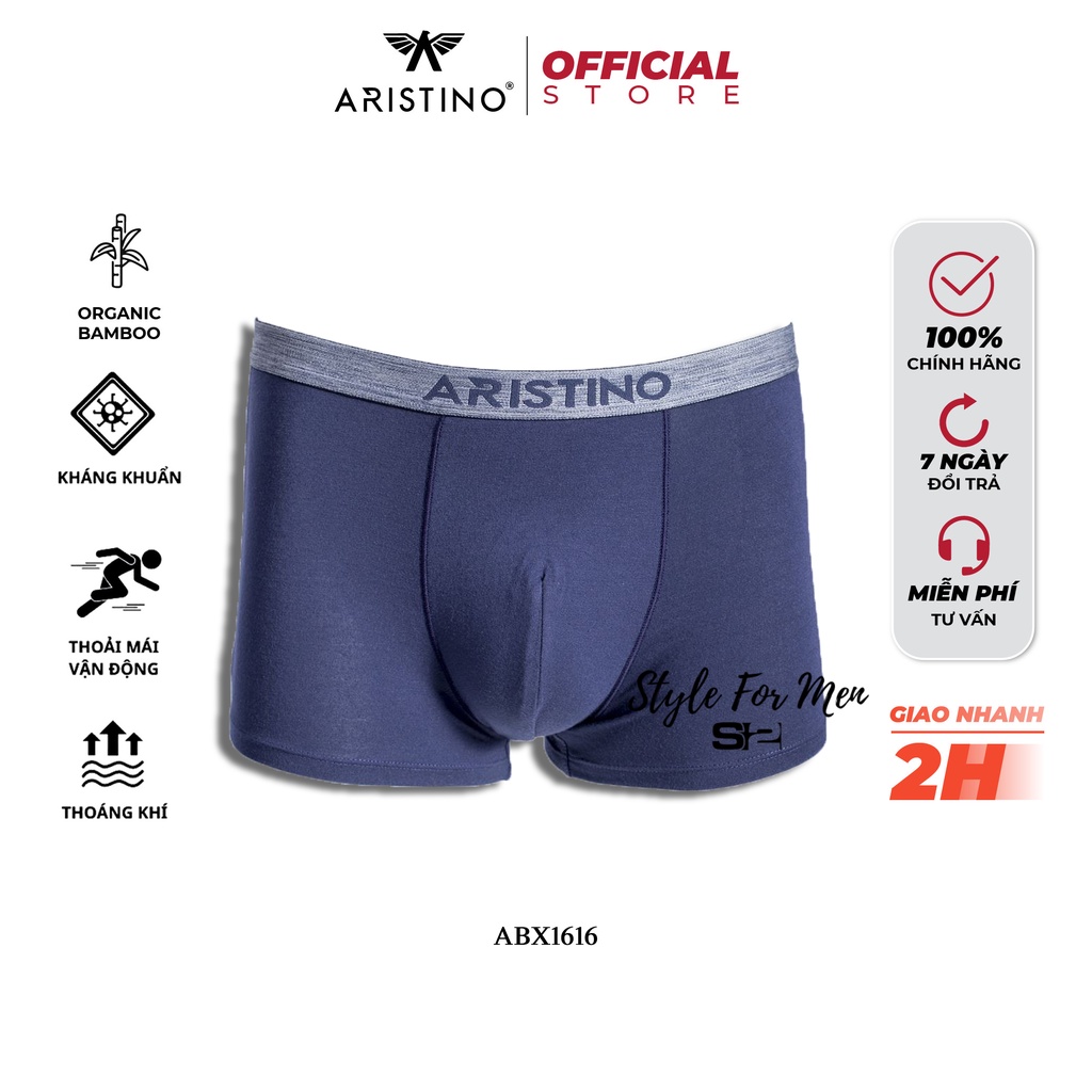 Quần lót sịp đùi nam ARISTINO ABX1616 boxer ôm nhẹ vải sợi tre bamboo mền mịn co giãn kháng khuẩn khử mùi tốt