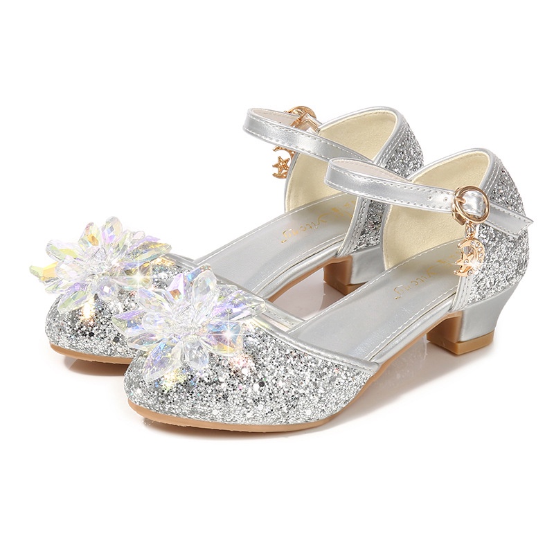Giày công chúa đính đá pha lê cao gót cho bé gái size [26-38]
