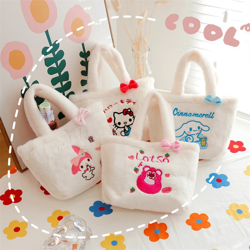 Sanrio Cinnamoroll mymelody HelloKitty Lotso Túi Đựng Son Môi Họa Tiết Gấu Dâu Tây Nhồi Bông Nhỏ Gọn Dành Cho Trẻ Em