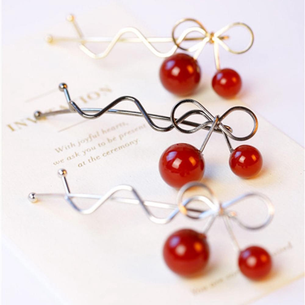 Kẹp tóc hợp kim hình quả anh đào xinh xắn cho nữ