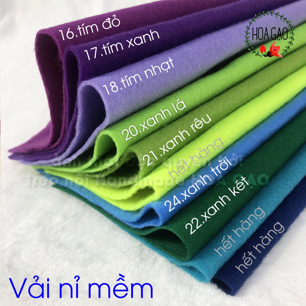 vải nỉ mềm (dạ nỉ) khổ 90x90 cm HGM90 khổ to, giá sĩ làm treo nôi, ứng dụng handmade