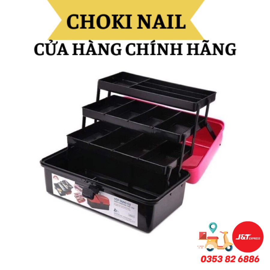 Cốp nhựa 3 tầng, Cốp nhựa đựng đồ nail 3 ngăn cao cấp dành cho thợ làm nail