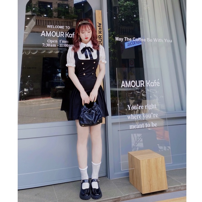 Đầm Giả Yếm Dáng Ngắn Chanh Xả