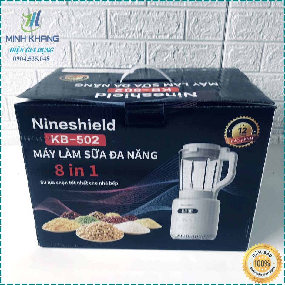 Máy làm sữa đậu nành máy xay nấu làm sữa hạt 8 trong 1 NineShield KB 502 Bảo hành 12 Tháng Tiến Việt Hàng Công Ty