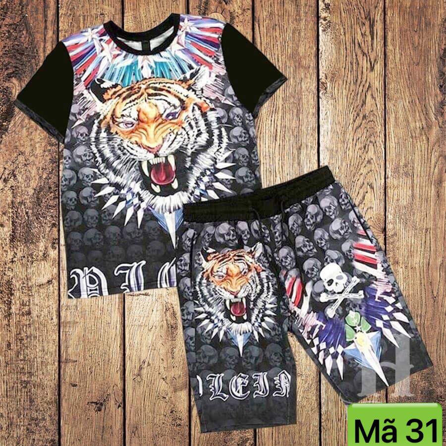BỘ hè nam in 3D mã 31 chất thun lạnh in hình 3d