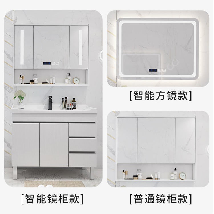 Phòng tắm bắc âu gỗ đặc tủ chậu rửa kết hợp trang điểm gương đơn giản1 | BigBuy360 - bigbuy360.vn