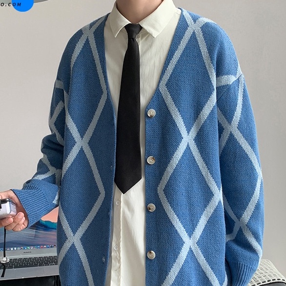 Áo cardigan nam form rộng Hàn Quốc áo khoác ngoài cardigan nam mặc ngoài phối kẻ thời trang Unisex ulzzang hàn quốc
