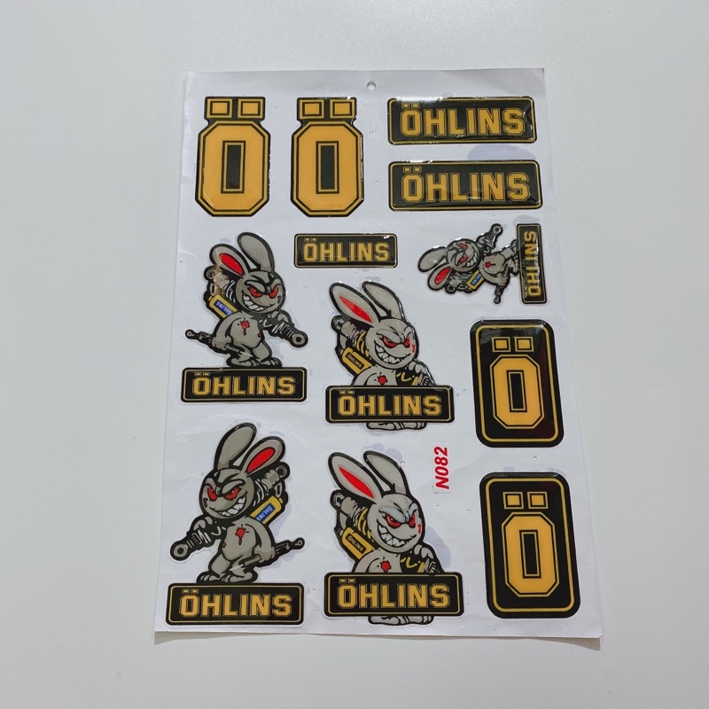 Decal tem nổi hình thỏ điên cầm phuộc cao cấp dán xe máy, ô tô, mũ bảo hiểm chống thấm nước, chống bay màu