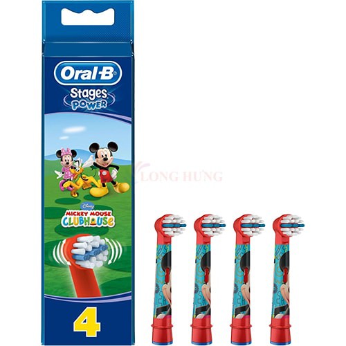 Đầu bàn chải thay thế bàn chải điện trẻ em Oral-B Disney Stages Power Mickey Mouse (Set 4 cái) - Hàng nhập khẩu