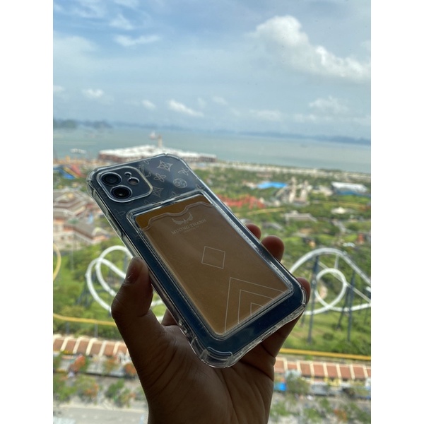Ốp silicon trong suốt kèm ngăn đựng thẻ ATM cho iphone 6 đến 14 pro max